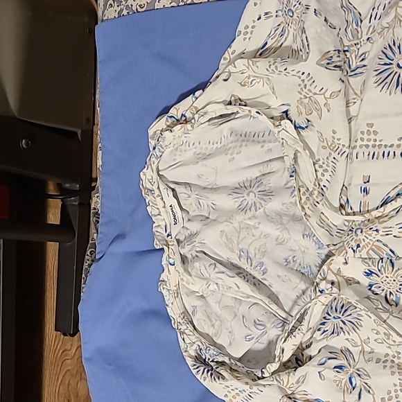 Sonoma Goods For Life White Blue Floral 3/4” Sleeve Tropical Tiered Dress Size L - Picture 4 of 4